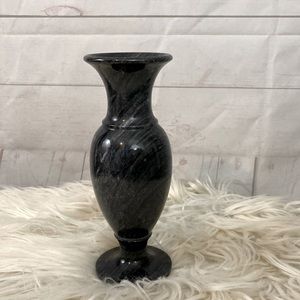 Black-Gray Marble Onyx Stone Carved Vase